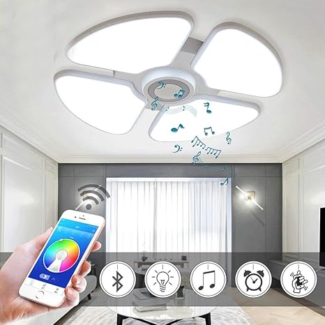 36w Led Deckenleuchte Bluetooth Lautsprecher Musik Halterung Dimmbar Deckenlampe Fur Wohnzimmer Schlafzimmer Kuche Und Esszimmer Weiss Amazon De Beleuchtung