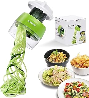 ELIRIVAWET Spiralschneider Hand für Gemüsespaghetti, 4 in1 Gemüse Spiralschneider, Gemüsehobel für Karotte, Gurke, Kartoffel,Kürbis, Zucchini, Zwiebel