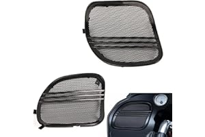 BRZOXIN Motorcycle Front Speaker Grills Cover with Tri-Line Trim for Harley Road Glide CVO FLTRXS FLTRU FLTRX (2015 2016 2017 2018 2019 2020 2021 2022 2023) (Set of 2 Black)