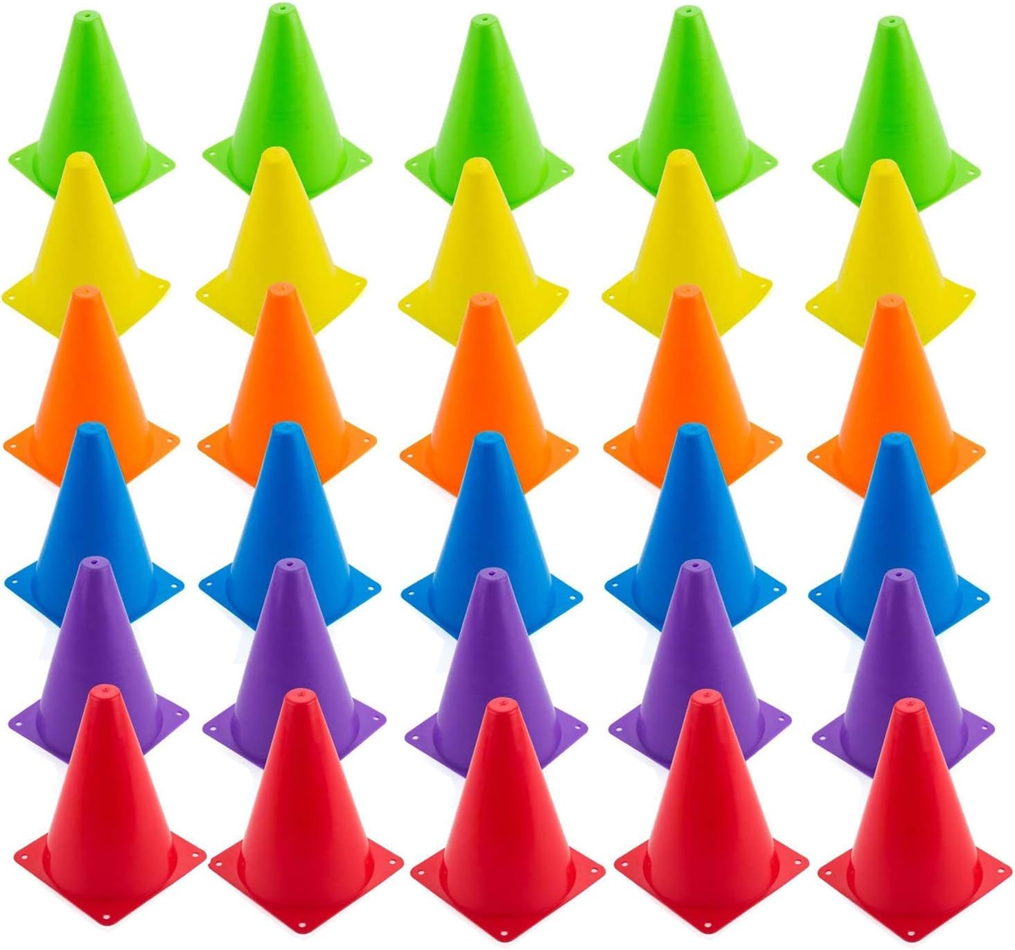 Faswin 30 Pack Indoor/Outdoor Agility Cones, Sports Soccer Flexible Cone Sets, Assorted Colors : Sports & Outdoors