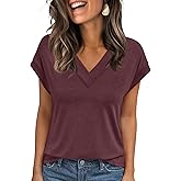 AUTOMET Womens Cap Short Sleeve T Shirts Summer Tops 2025 V Neck Dressy Casual Fashion Clothes Vacation Outfits