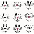 18 Pcs Easter Bunny Face Vinyl Decals Bunny Faces DIY Craft Vinyl Art Stickers, Bunny Wall Decals Stickers Easter Glass Window Sticker