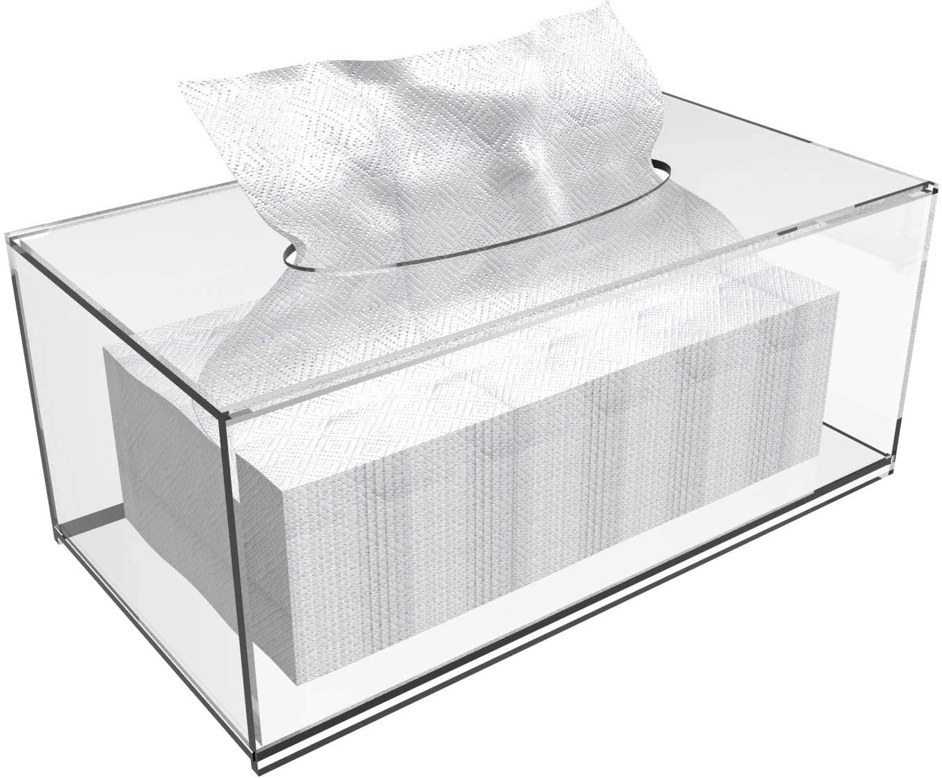 Yieach Rectangular Acrylic Tissue Box Cover Holder,Modern Square Facial Tissue Holder Case Dispenser for Home and Car Decoration,Black (10.2"X5.5"X4.3",Clear)