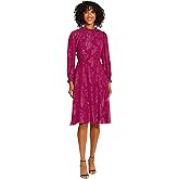 Maggy London Womens Long Sleeve Ruffle Neck Dress