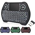 EASYTONE Backlit Mini Wireless Keyboard Touchpad Mouse Combo with Rechargable Li-ion Battery Multi-Media Keys, Handheld Keybo