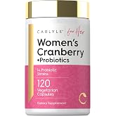 Carlyle Women's Cranberry Plus Probiotics | 120 Capsules | with 14 Probiotic Strains | Vegetarian, Non-GMO, Gluten Free Supplement | For Her