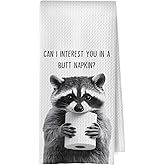 BlissfulAbon Funny Raccoon Bathroom Towels - Raccoon GIFS Decorative Waffle Weave Hand Towels, Racoon Gifts for Women, 16×24 Inches