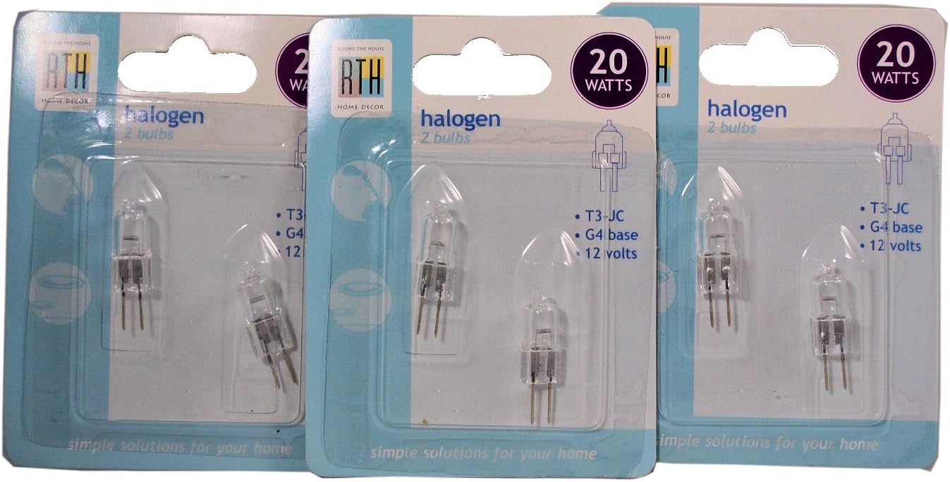 Lot of 6 Halogen Light Bulbs 20 Watts 12V T3-JC