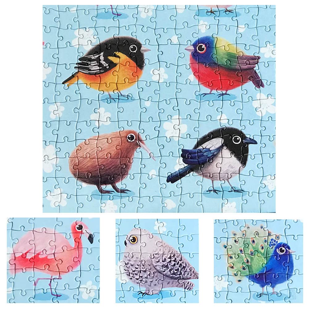 Birds Puzzles 300 Piece for Kids and Adults Large Pieces Cute Chubby Snow Owl Penguin Peacock Jigsaw Puzzle for Bird Lovers