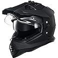 ILM Dual Sport Adventure Motorcycle Helmet with Pinlock Compatible Sun Visor Snowmobile ATV Dirt Bike Off Road Casco Model WS902 (Carbon Fiber, L)