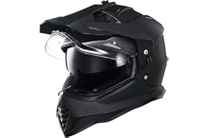ILM Dual Sport Adventure Motorcycle Helmet with Pinlock Compatible Sun Visor Snowmobile ATV Dirt Bike Off Road Casco Model WS902 (Carbon Fiber, XL)