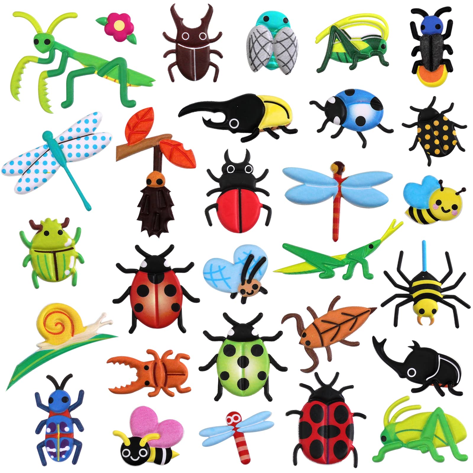 Puffy Insect Stickers for Kids Toddlers,3D Foam Bug Sticker with Ladybug Butterfly Praying Mantis Caterpilla Dragonfly Stickers and Small Worm Sticker for Preschool,4 Pack.