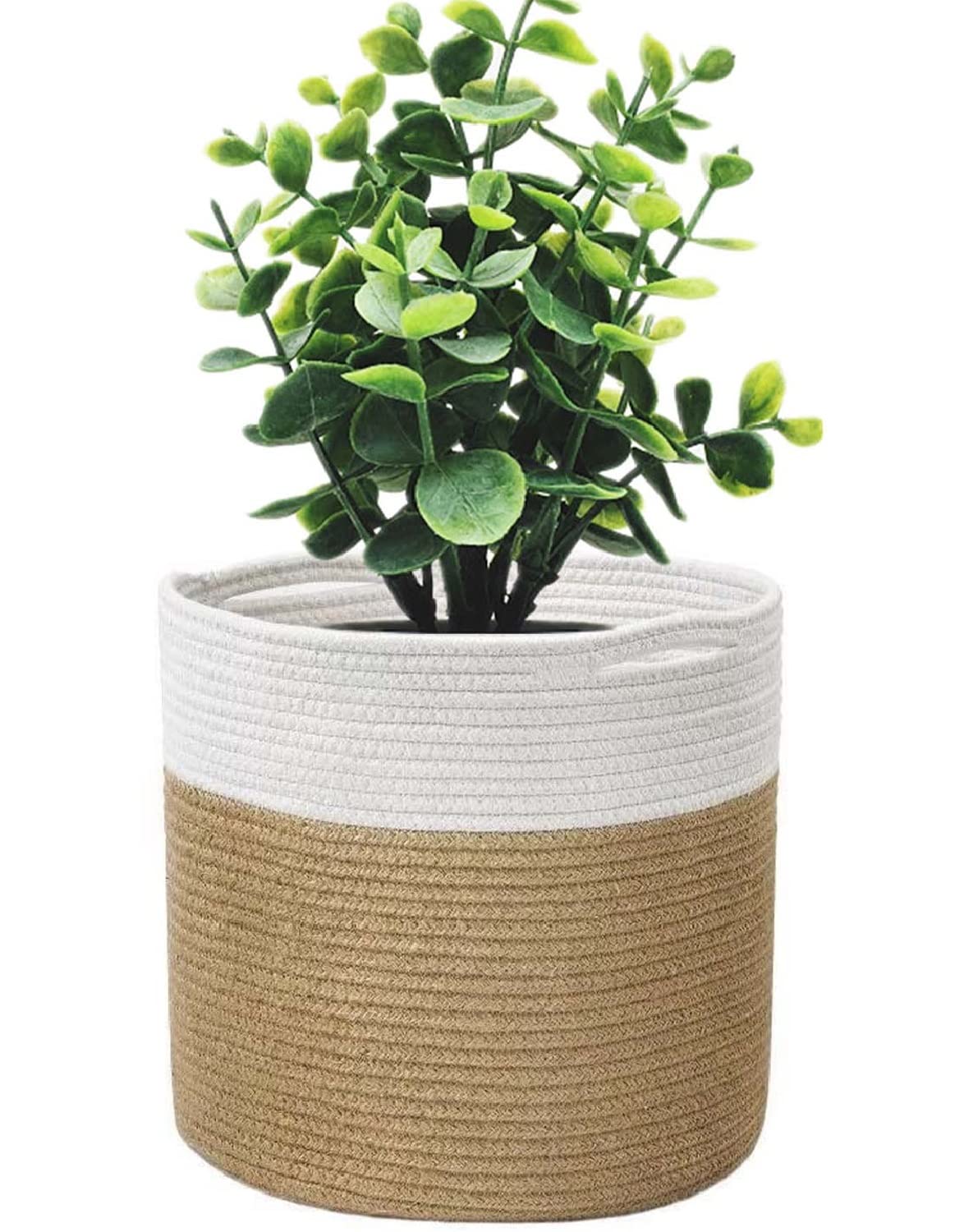 KMERCE Indoor Plant Pot Cover, Woven Flower Pots, Cotton Rope Basket for Indoor Decoration, Storage Basket for Toys, Clothes – Diameter 20 cm