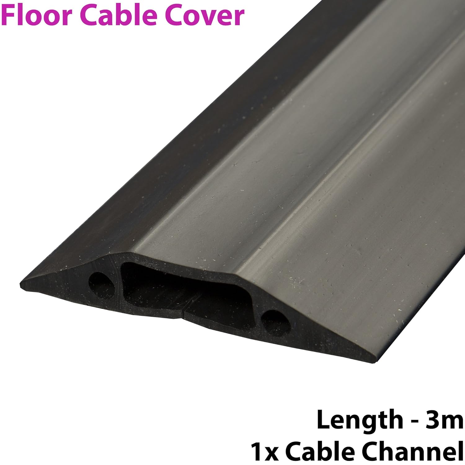 3m x 68mm Heavy Duty Rubber Floor Cable Safety Cover Protector Conduit Tunnel Sleeve Great