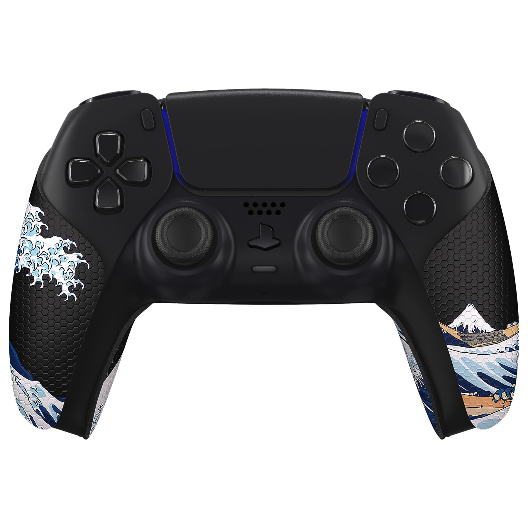eXtremeRate PlayVital Anti-Skid Sweat-Absorbent Controller Grip for ps5 Controller, Professional Textured Soft Rubber Pads Handle Grips for ps5 Controller - The Great Wave Off Kanagawa