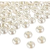 uxcell 100 Pcs European Large Hole Beads 14mm Bulk Large Hole Spacer Beads Craft Spacer Charm for Pens DIY Necklace Bracelet Jewelry Making, White