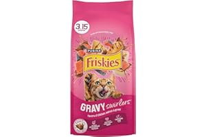 Purina Friskies Gravy Swirlers With Flavors of Chicken, Salmon and Gravy Dry Cat Food - 3.15 lb. Bag