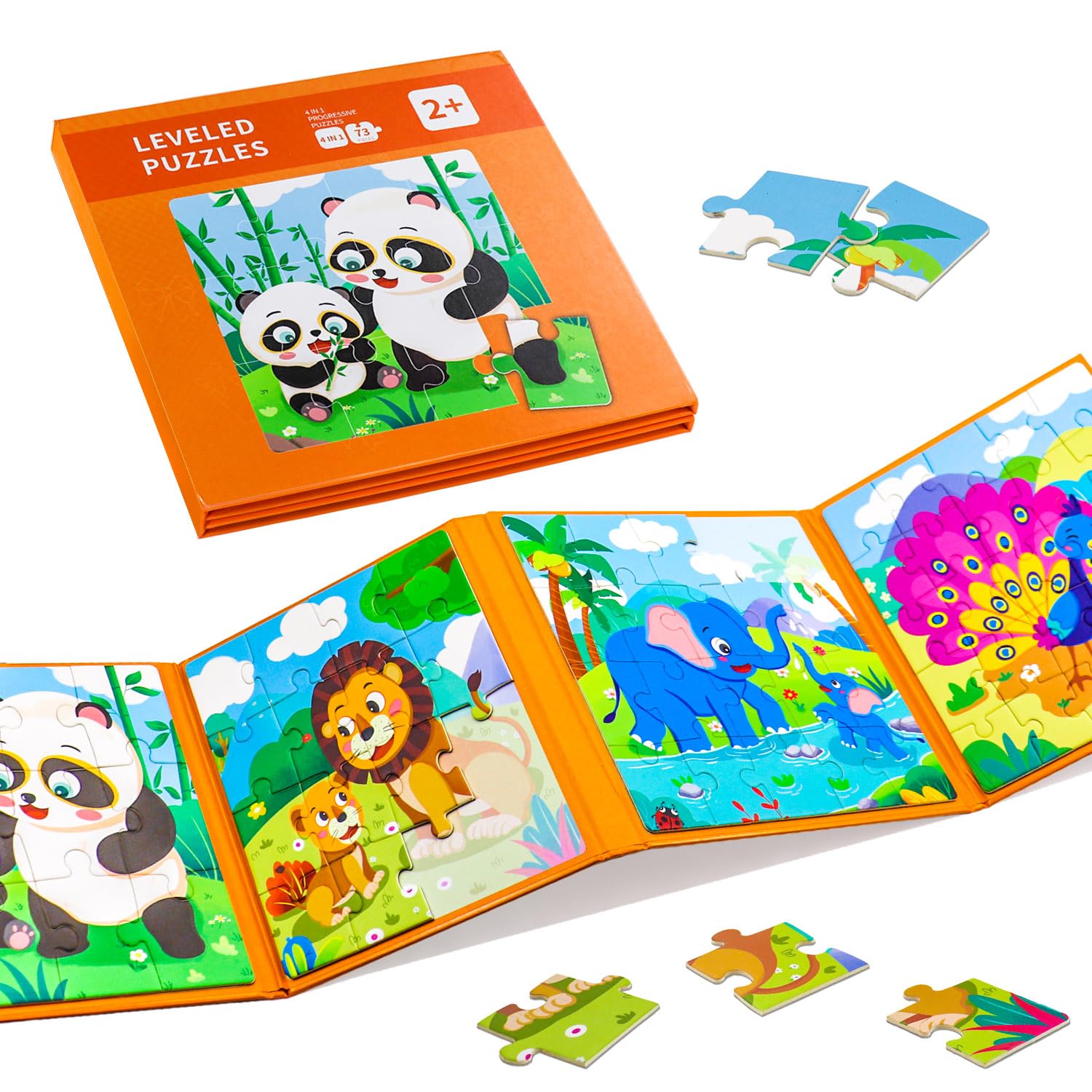 Magnetic Puzzles for Toddlers 2-4, 4 in 1-12/16/20/25 Pieces Portable Puzzle Toys for Toddlers 3-5, Magnetic Animals Puzzles Gifts for Boys Girls, Travel Toys and Games for Kids in Car Airplane