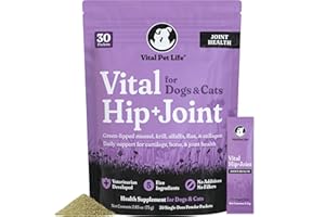 VITAL PET LIFE Vital Hip & Joint Supplement for Dogs and Cats - Dog Joint Supplement, Mobility Support, Inflammation Defense, Green Lipped Mussels, Krill, Collagen for Dogs, Veterinarian Developed, 30 Packets