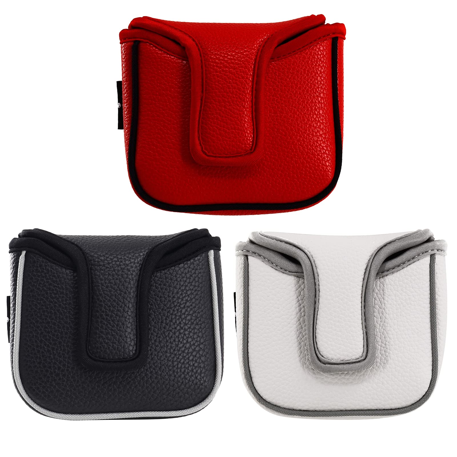 Heel Shaft Golf Square Mallet Putter Cover Headcover Club Protector Black for Scotty Cameron Taylormade Odyssey Blade (Red)