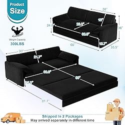 Lyngins Queen Size Sleeper Sofa Bed, 3 in 1