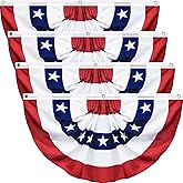 SURCVIO 4 Pack 1.5x3 Feet USA Pleated Fan Flag, Patriotic Half Fan Banner Flag Decoration, Perfect for Independence Day, Memorial Day, Flag Day, Armed Forces Day, and Presidential Election