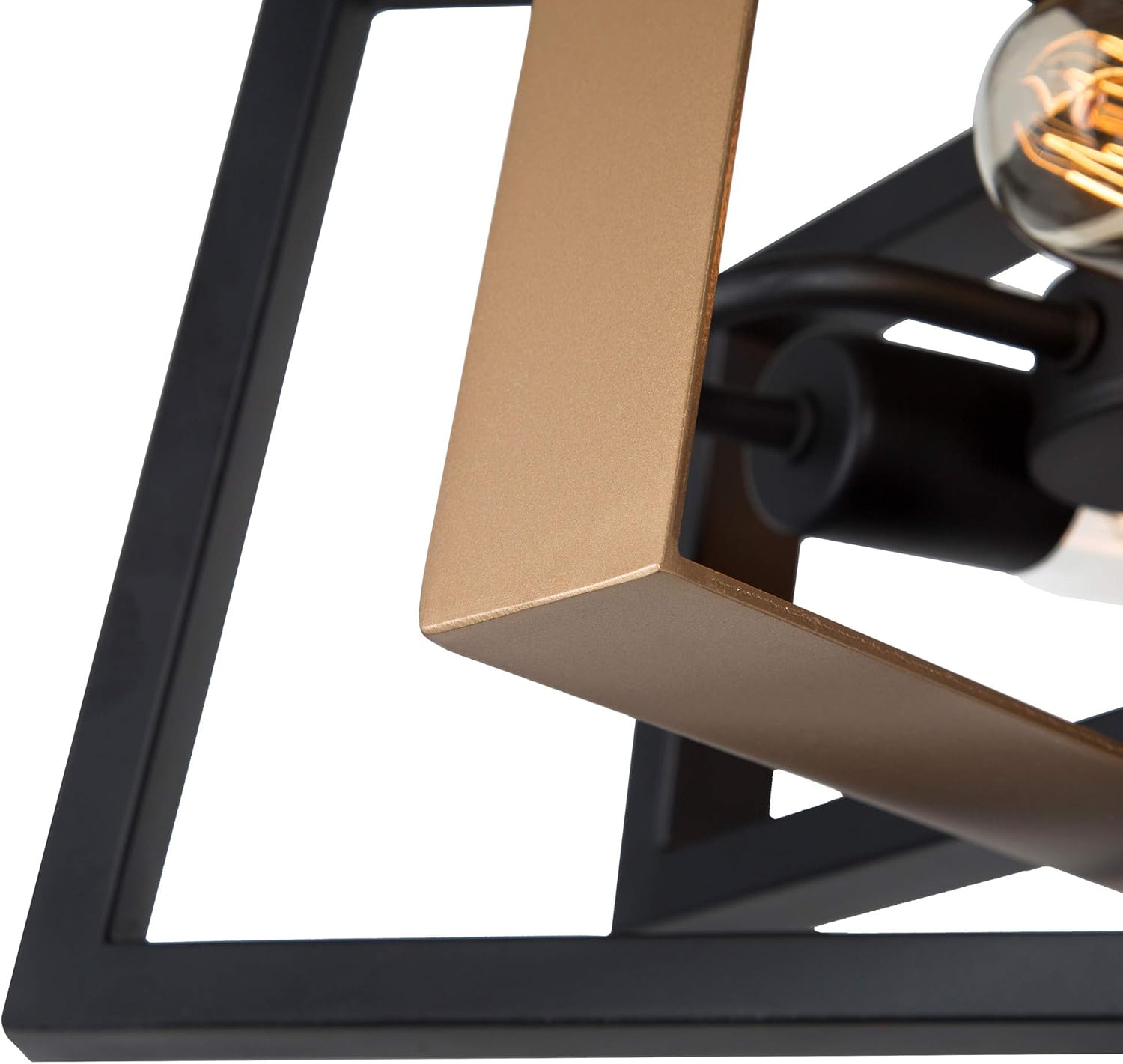 KSANA Semi Flush Mount Ceiling Light with Rotatable Frame, Modern Square Light Fixture for Bedroom, Living Room, Kitchen, Closet, Hallway, Laundry Room (Black and Dark Gold Finish) - - 