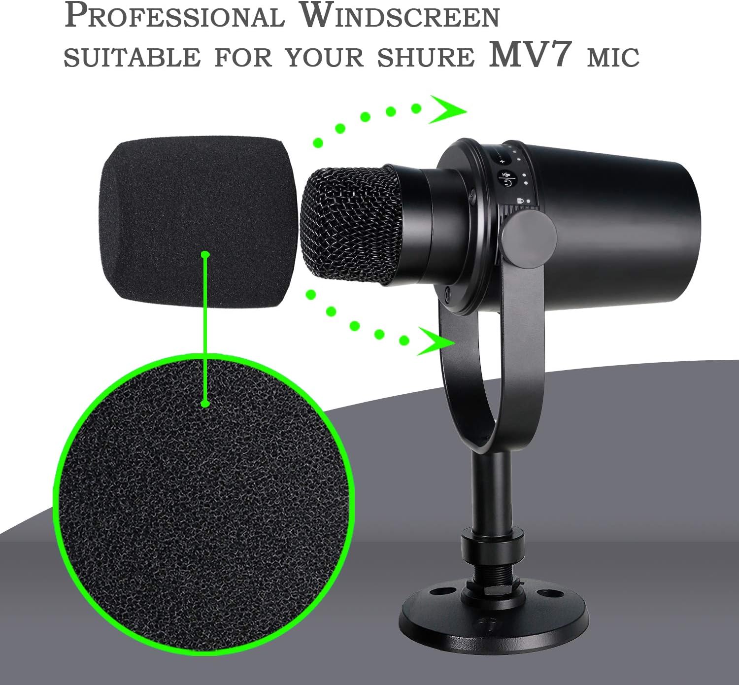 YOUSHARES MV7 Pop Filter Mic Foam Cover Windscreen Compatible with