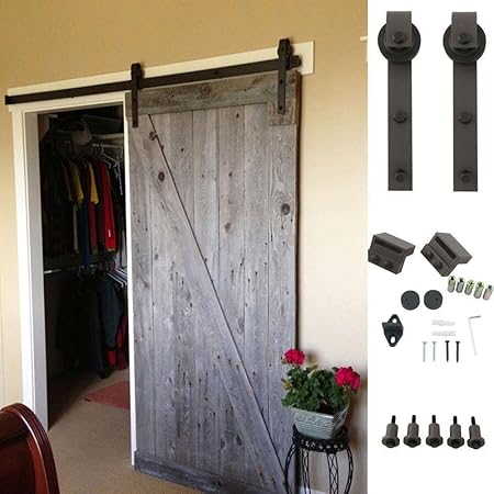 Amazon Com 6 6 Ft Sliding Barn Door Hardware Set Black Track Kit