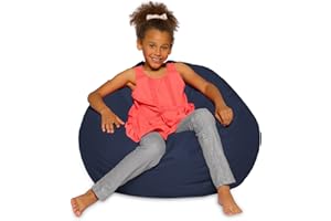 POSH CREATIONS Big Comfy Bean Bag Chair: Posh Large Beanbag Chairs with Removable Cover for Kids, Teens and Adults - Polyester Cloth Puff Sack Lounger Furniture for All Ages - 27 Inch - Solid Navy Blue