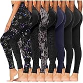 Syrinx 7 Pack Leggings for Women - High Waisted Tummy Control Soft Yoga Pants for Workout Running