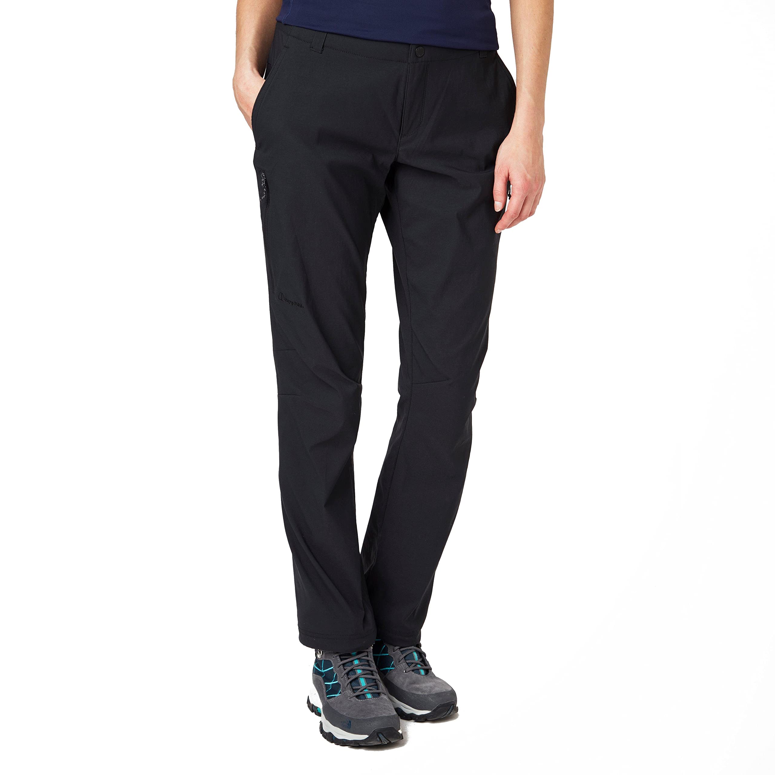 Berghaus Women's Ortler 2.0 Walking Trousers | Water Resistant | Comfortable Fit | Breathable Full Leg Trousers, Black/Black, 10 31