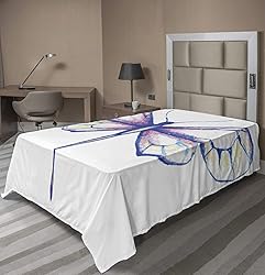 Ambesonne Dragonfly Flat Sheet, Single Dragonfly