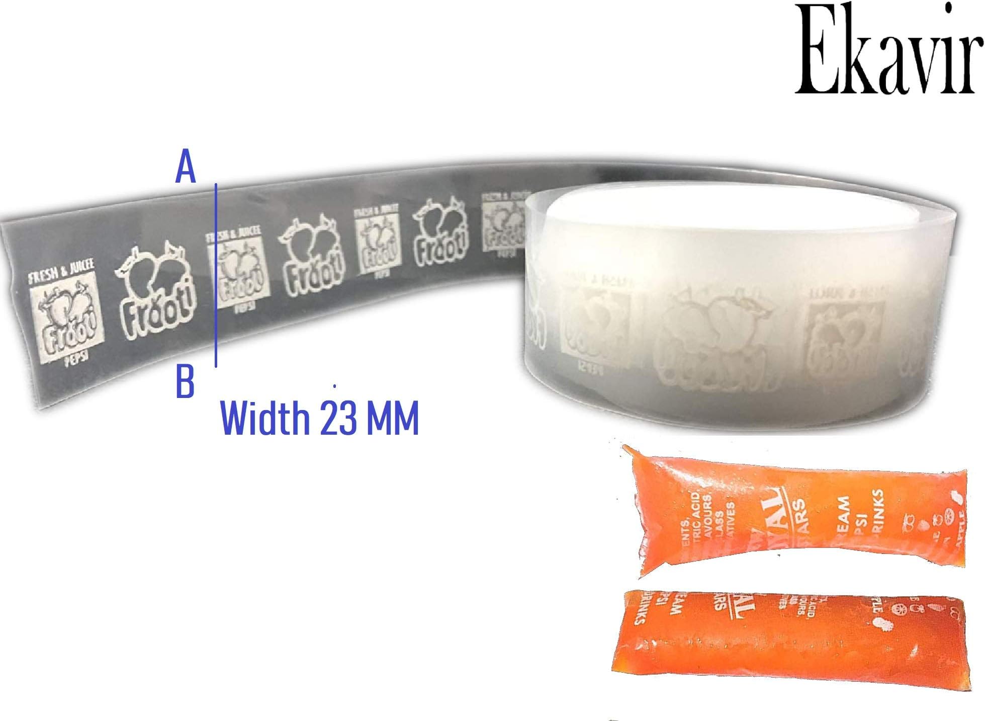 Ekavir Frooti Pepsi Packing Tube Roll 1 Inch width Ice Candy/Liquid Candy Making Roll 60 Micron 100% Pure Virgin LDPE material (Pepsi Transparent)