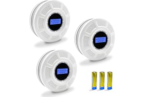SCONDAOR Smoke Detector and Carbon Monoxide Detector Combo with LCD Display, Dual Sensor Smoke Alarm and CO Detector with LED Indicators & Test/Silence Button, Replaceable AA Battery Included (3 Pack)