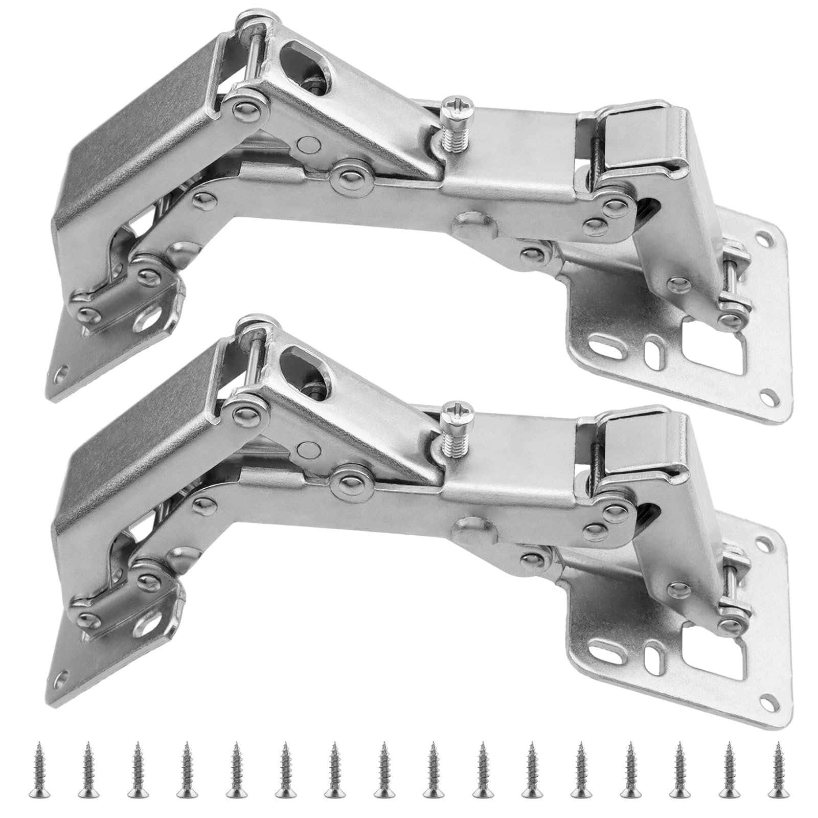 PUCSIQ Steel 2 x Screw-on Cabinet Door Hinges, 170 Degree, Silver, Cold-rolled, Door Mount, 2.0 count, Model PUCSIQ23080108
