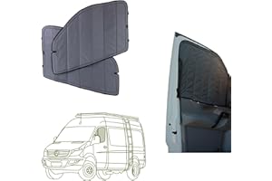 VanEssential Insulated Magnetic Blackout Front Door Window Covers (Pair) Designed for Mercedes-Benz VS30 (Van Years 2019 to Current) - Charcoal Gray