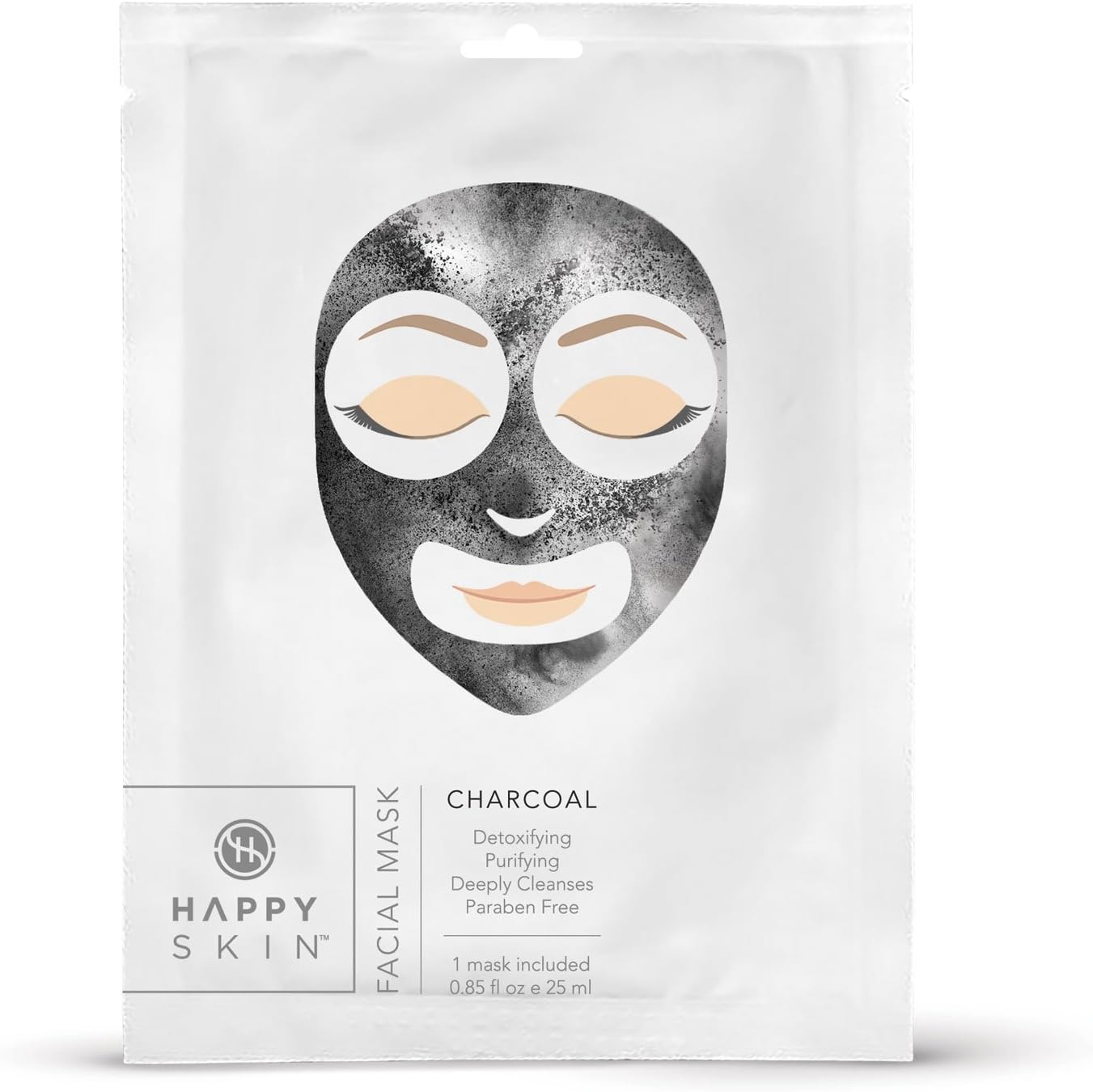 Happy Skin Rejuvenating Facial Sheet Mask, 5 Pack - Charcoal Mask Sheets Facial Treatment