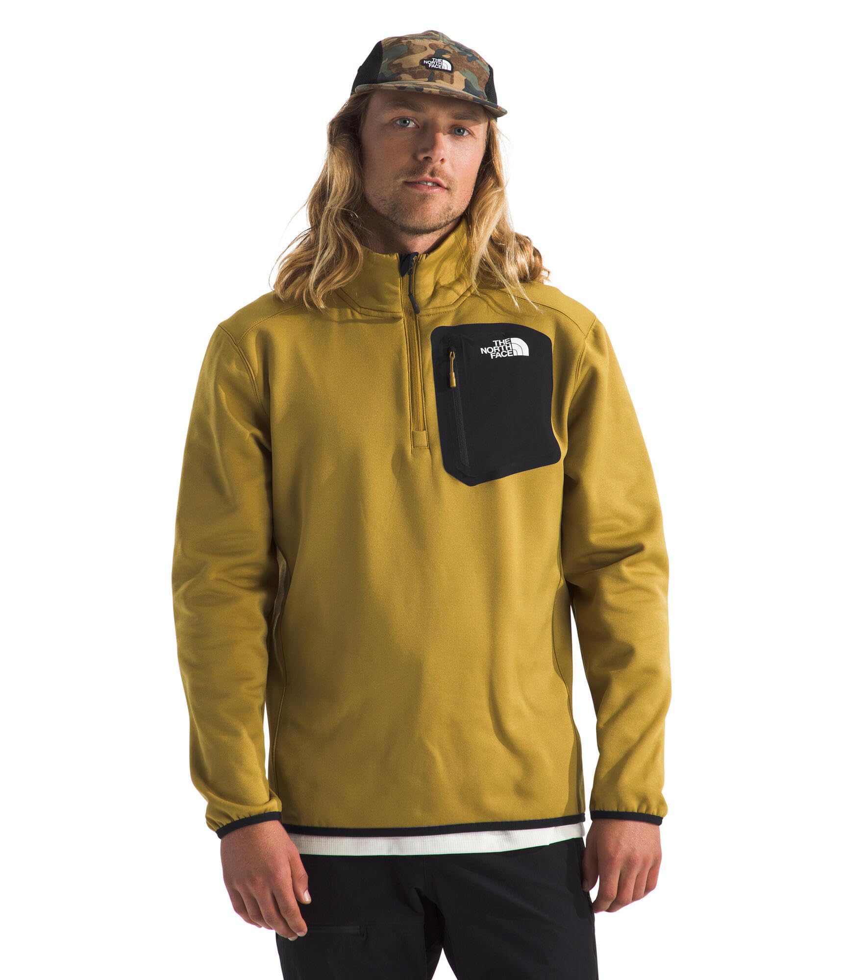 The North Face Men's Crest 1/4 Zip, Amber Green/TNF