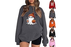 Numaller Halloween Sweatshirts for Women Ghost Oversized Crewneck Sweatshirt Cute Pumpkin Graphic Hoodies Fleece Pullover