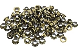 RuiLing 100pcs 5mm Bronze Metal Eyelets Round Inner Hole Grommets DIY Rivet Leathercraft Accessories Air-Hole for Shoes Belt Bag Tag Clothes Scrapbook