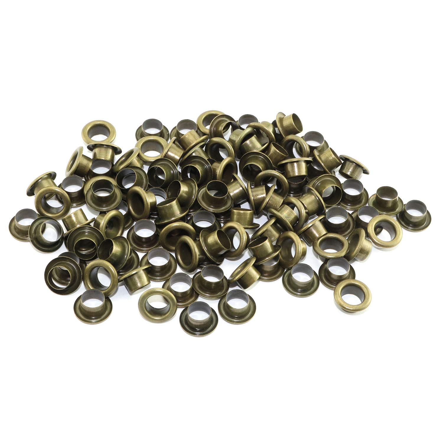 RuiLing 100pcs 5mm Bronze Metal Eyelets Round Inner Hole Grommets DIY Rivet Leathercraft Accessories Air-Hole for Shoes Belt Bag Tag Clothes Scrapbook