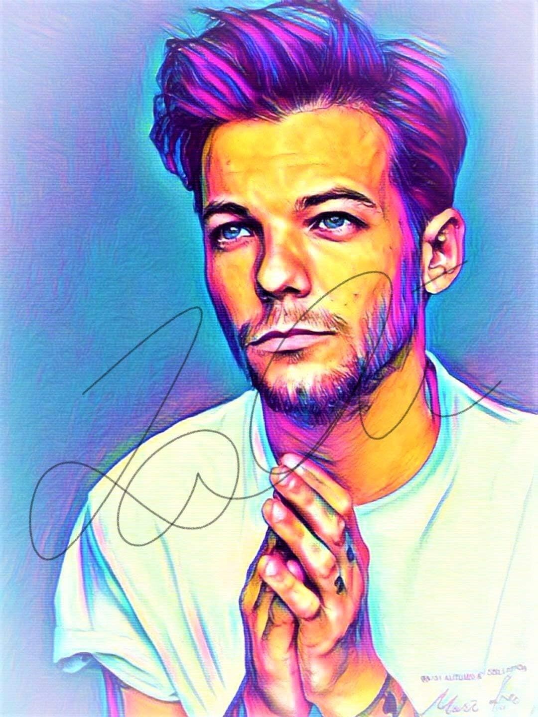 Louis Tomlinson Abstract Drawing Print Poster Hand Drawn Pop Art Vibrant Painting #TOMLINSON_ABSTRACT1