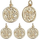 Beebeecraft 1 Box 10Pcs Honeybee Charms 18K Gold Plated Brass Flat Round with Bees Charms for DIY Crafts Jewelry Making Necklace Pendant