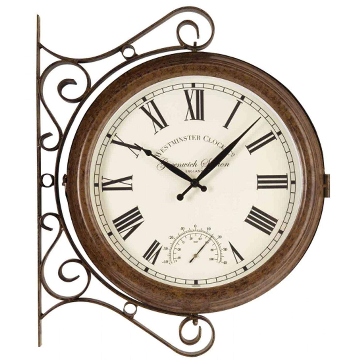 Altuna Smart Solar 5063020 – Greenwich Double Sided Station Clock with Thermometer, 38 x 38 x 5 cm, White