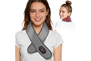 Neck Heating Pad with Vibration, Portable Cordless Heated Scarf, Compact Soft with 3 Heat Settings, 3 Adjustable Vibration In