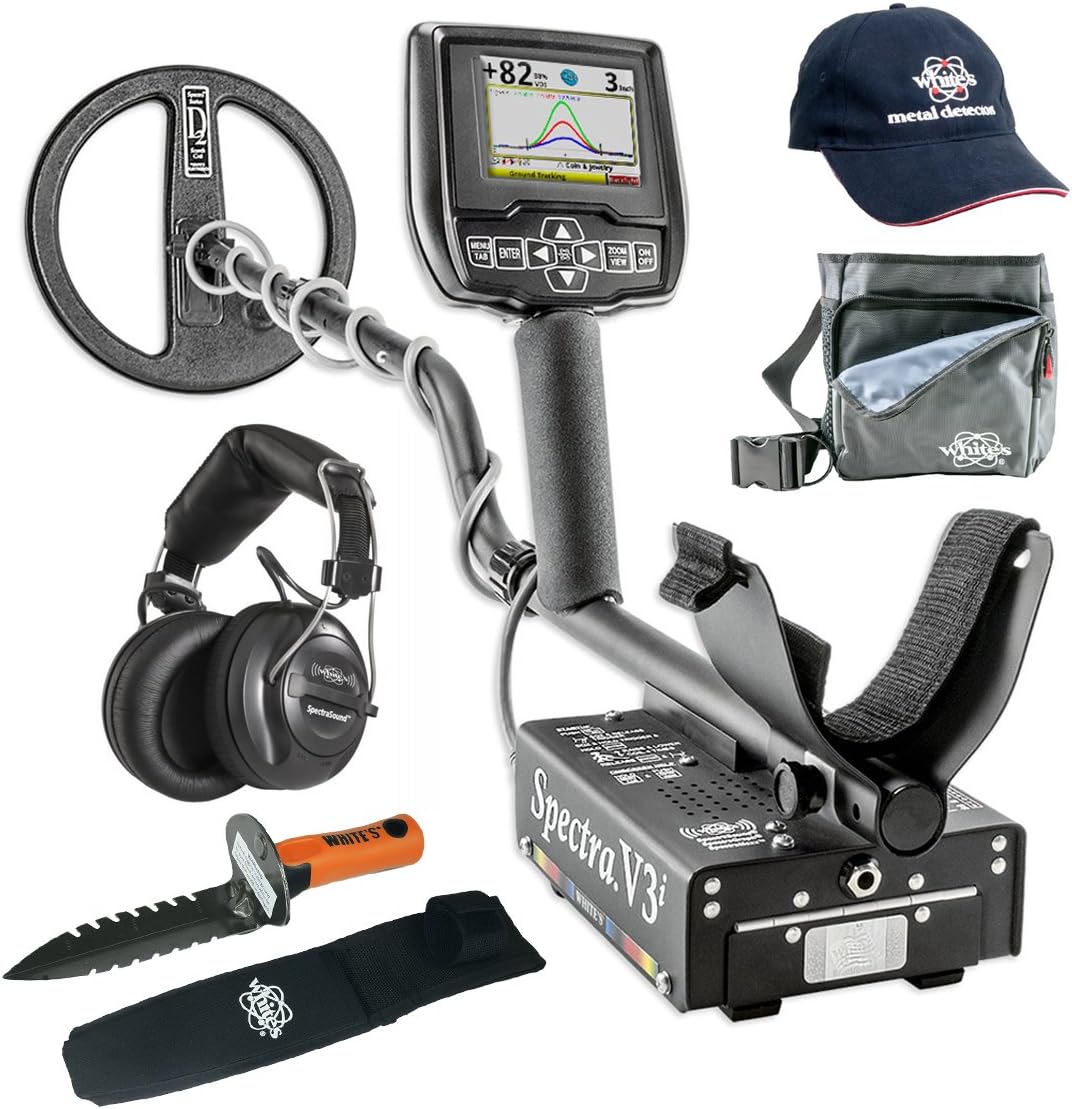 Spectra V3i Whites Metal Detector Geared UP Bundle with Wireless Headphones