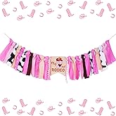 Kreatwow Western Cowgirl 2nd Birthday Decorations - My 2nd Rodeo High Chair Banner - Pink Western Cowgirl Second Birthday Highchair Banner for Wild West Theme