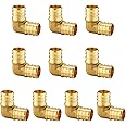 10-Pack EFIELD Pex Fittings 1 Inch Elbow Brass Barb Crimp Fittings for Pex Tubing, ASTM F1807