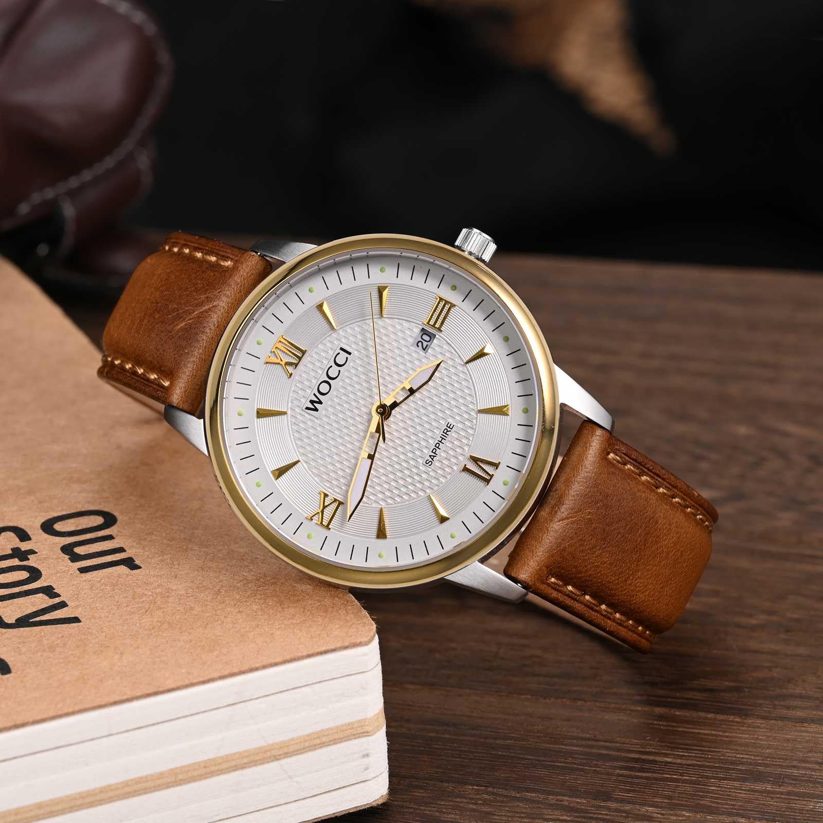 WOCCI Quick Release Watch Band, Distressed Genuine Leather, Stainless Steel Buckle, Strap Width 18mm 19mm 20mm 22mm 24mm